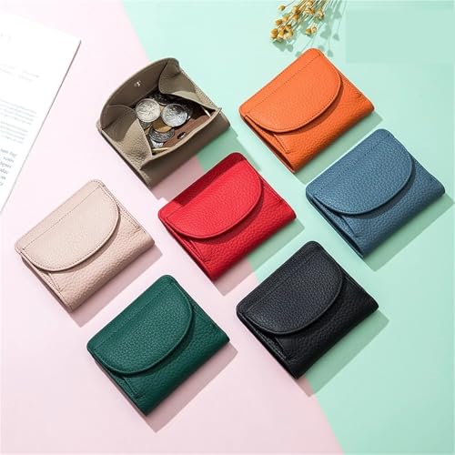 Women Wallet Genuine Leather Small Coin Purse Card Holder Mini Pocket Female Purse Wallet Coin Purse(Green)3
