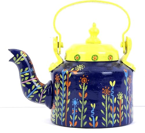 Craft Blue & Yellow Handpainted Decorative Kettle 17cm