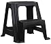 Home Basics 2-Stair Step Stool, Holds Up to 250 Lbs - Sturdy, Lightweight, Skid Resistance Rubber, Safe step stool for Adults and Kids, Black