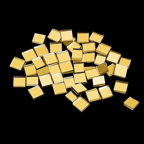 Belle Vous 10 Pack of Gold Mini Self-Adhesive Square Mirror Glass Mosaic Tiles with Cleaning Cloth - 4800 Decorative DIY Craft Pieces - Gold Accessory Decoration Art/Craft Stickers