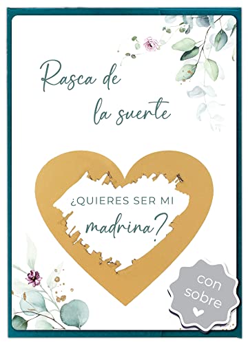 Image of Joli Coon Tarjeta de rascar Quieres ser mi madrina con sobre