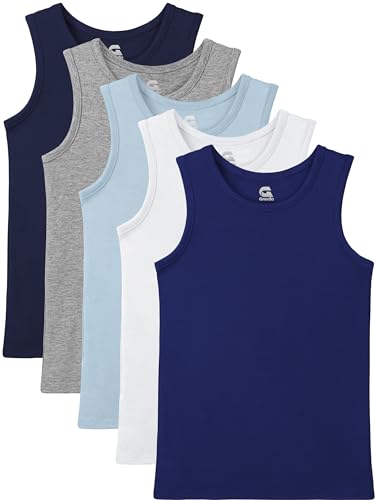 Gnodio 5 Pack Boys Tank Tops Boys Undershirts Kids Cotton Undershirts Tees Sleeveless Tank Tops Shirts Color B 9-10Y