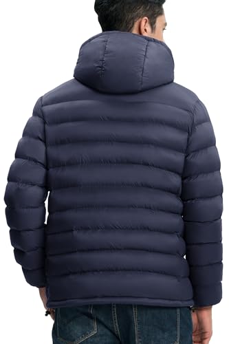 Image of Gopune Men's Lightweight Puffer Jacket Detachable Hooded Water Resistant Puffy Winter Down Jackets for Snow Ski Travel