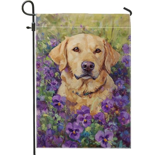Drapeau de jardin printemps été, pensées florales jaunes, décoration extérieure, drapeau de cour double face en toile de jute pour fêtes sur la pelouse, décoration d'intérieur vibrante, 30,5 x 45,7 cm