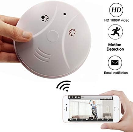 Smoke Detector Wireless IP Camera - TOTUOKEY Wi-Fi 1080P Camera Smoke Detector Nanny Cam Motion Detection Wireless IP Security Wall Mount Home Camera Remote Control Android iOS Free App PC View