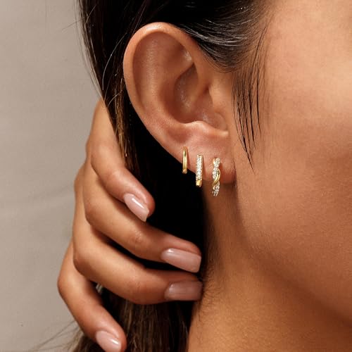 Dainty Gold Hoop Earrings for Women Trendy 14K Gold Plated Dangle Stud Earrings Waterproof Hypoallergenic Stacks Huggie Hoop Earring Jewelry Gifts2