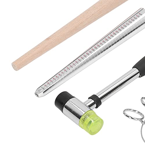 Kit medidor de anillos Oumefar con mandril de madera y martillo 7