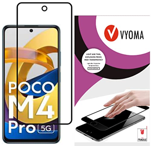 Image of VYOMA Tempered Glass Screen Protector Compatible for Redmi Note 11 / Redmi Note 11T 5G / Poco M4 Pro 5G (Black) Edge to Edge Coverage with Easy Installation kit