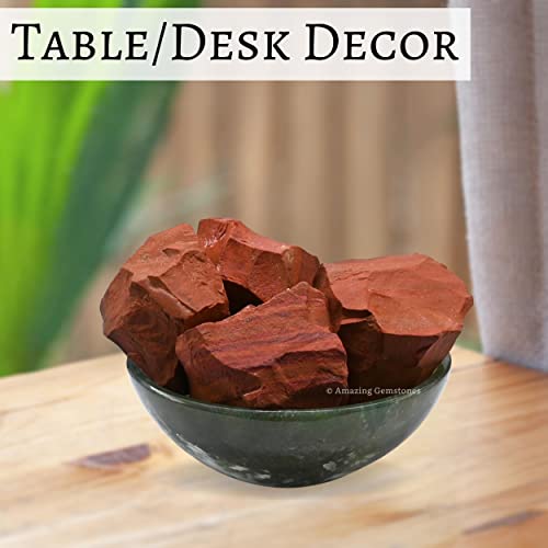 Image of Amazing Gemstone Red Jasper Raw Crystals and Healing Stones, Natural Rocks for Tumbling and DIY Raw Stones and Crystals (5 Pieces)