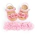 MAHUAOYIXI Juego de 2 sandalias suaves para bebé + diadema de flores para niña, antideslizantes, elegantes, zapatos de verano para primera infancia, cómodos de 0 – 18 meses Rosa A. 6-12 Meses