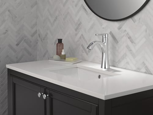 Delta Lineax Chrome Bathroom Faucet 1 Hole, Single Hole Bathroom Sink Faucet for Vanity, Metal Push-Pop Drain Assembly, Chrome 562-MPU-DST by DELTA - Used condition - Image 7