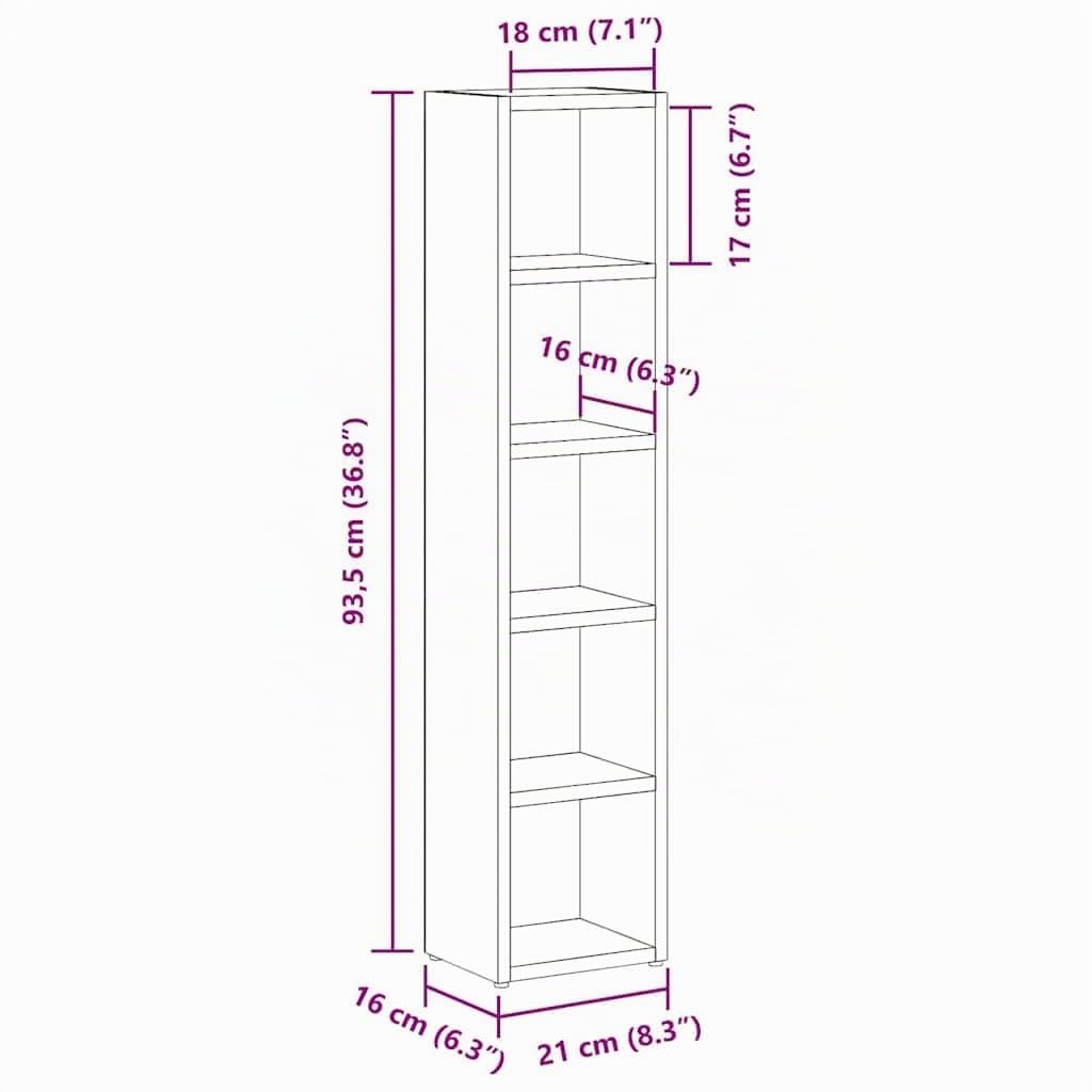 Armoires à CD 2 pcs Chêne sonoma 21x16x93,5 cm Aggloméré