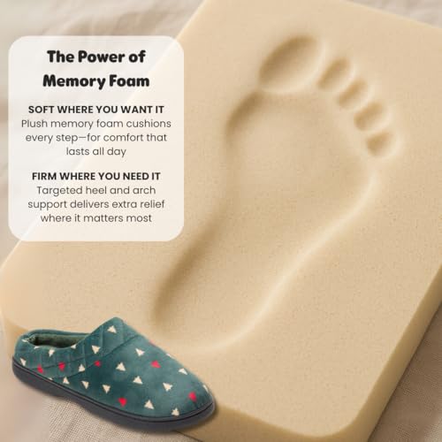 Dearfoams Women's Indoor/Outdoor Memory Foam Darcy Microfiber Velour Clog, Wide Widths Slipper, Green Trees, 7-83