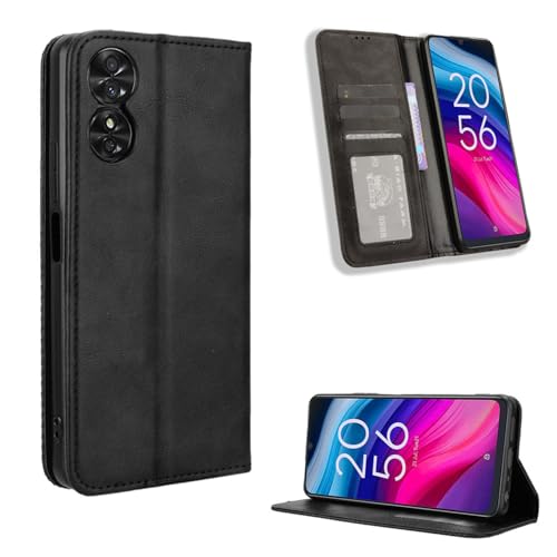 Cover per TCL 50 SE TCL 50SE Premium PU Pelle+TPU Antiurto Folio Flip Custodia Portafoglio Supporto Slot Schede Magnetica Chiusura Blocco RFID silicone nero