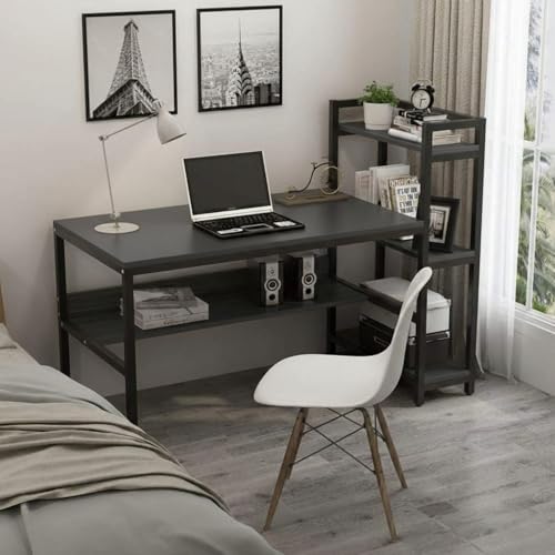 Image of TEKAVO Bravo Desktop Computer Table for Home Pc | Working Desk with CPU Space + Storage Shelf | Computer Table for Home Pc | 150 cm Long Table | Black Color