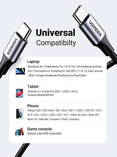 UGREEN USB-C 2.0 Male to USB-C 2.0 Male 3A Data Cable 1m