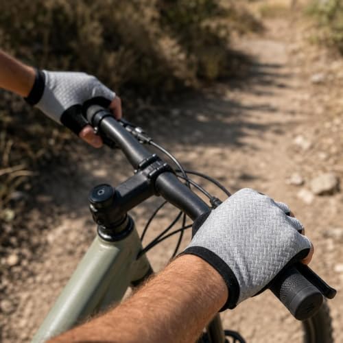 Image of Men's Summer Half-Finger Cycling Gloves Anti-Slip Shock-Absorbing Breathable Touchscreen Road Bike Gloves XL White