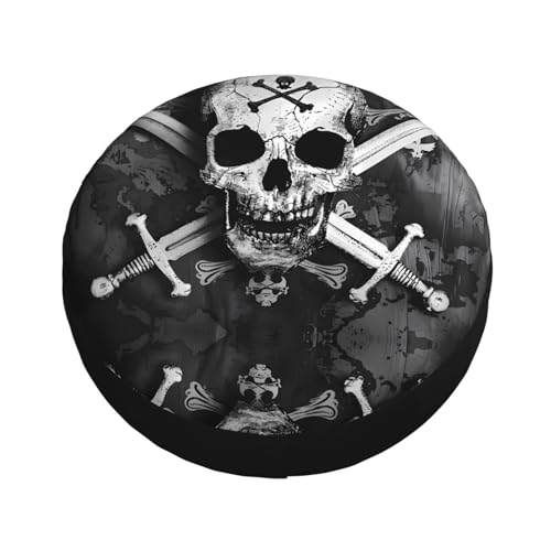 Image of Spare Tire Cover, Skull Pirates Universal Tire Wheel Protectors for Rv Camper Jeep Travel Trailer SUV Truck, Weatherproof, 17 Inch
