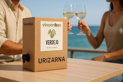 Vino Blanco Verdejo Bag in box | Ideal para el consumidor habitual de vinos blancos | Caja de vino con grifo | Conservación óptima, práctico y sostenible (15L)