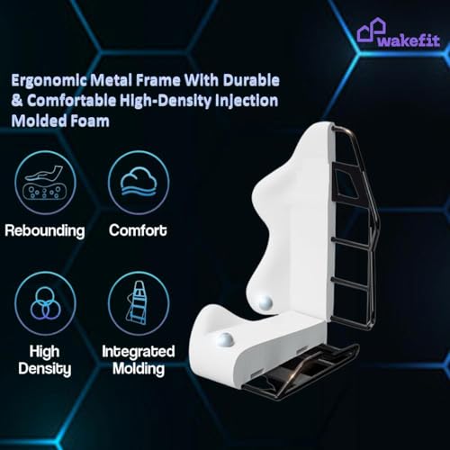 Wakefit Nylon Gaming Chair 3 Years Warranty Ergonomic Gaming Chair, Lumbar Support Chair, 4D Adjustable Armrests & Height, Powder-Coated Base Multi... - Image 4