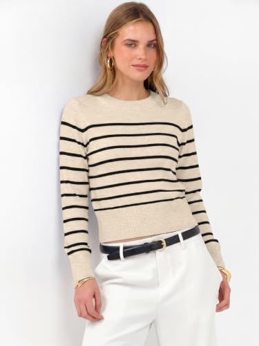 Image of ANRABESS Women's Long Sleeve Sweaters Cropped Crew Neck | Business Casual Tops,Light Weight Comfy Knit,Pullover ShortSweater,Basic Classic,Fall Fashion Winter Layer Clothes