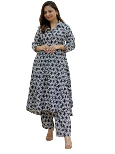 GRECIILOOKS Women's Cotton Blend Floral Regular Fit Kurta Set