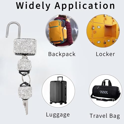 2 Pcs Small Locks with Keys Mini Luggage Locks Bling Keyed Padlock with Key Metal Lock for Locker Suitcase,Backpack,Boxes,Laptop Bag(White+Colorful)4