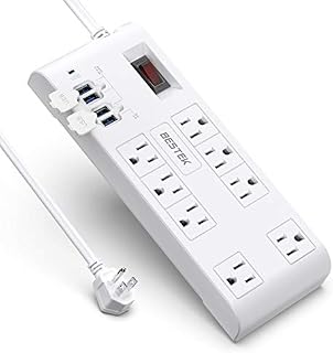 Quick Charge 3.0 Power Strip Surge Protector USB, BESTEK Multi Outlets Plug 8-Outlet