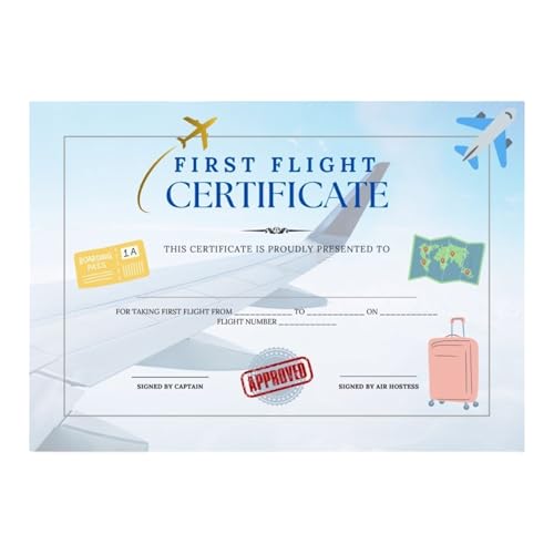 Image of First Flight Certificate, A5 Size, 14.8 x 21 cm, Aviation Travel Keepsake