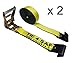 Mega Cargo Control 2â€ x 30â€™ Heavy Duty Ratchet Tie-Down Wheel & Dolly Flat Hook Winch Straps (Yellow, 2 - Pack)