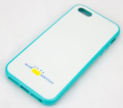 (Best Seller) Luxury Back And Bumper Protector Impact Shell Snap On Case For Your Apple iPhone 5 - Back White Base With Light Turquoise Blue Absorbent Bumper Trim