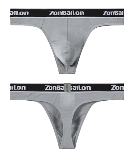 ZONBAILON Men’s Thong Sexy Bamboo Viscose G String Thongs Briefs Male Bulge Pouch T-Back Underwear Multi Pack M L XL XXL 3XL2