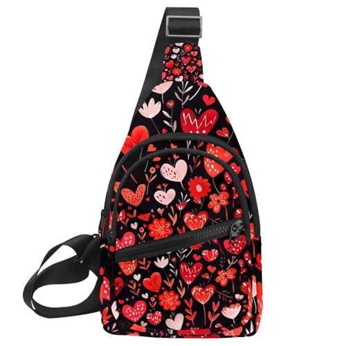 Sac à dos à bandoulière cœur fraise idéal pour voyage et randonnée en plein air