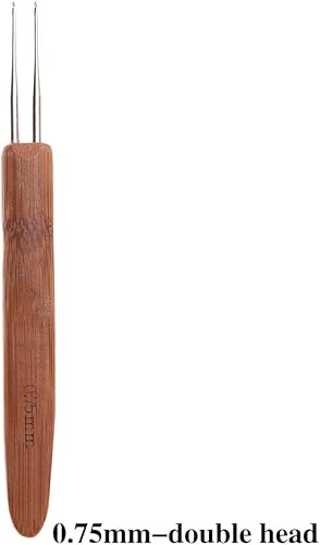 Miniatura 8 de Aguja de ganchillo, ganchos de tejido de mantenimiento de trenzas, mango de bambú, herramientas de costura para hacer extensiones de cabello