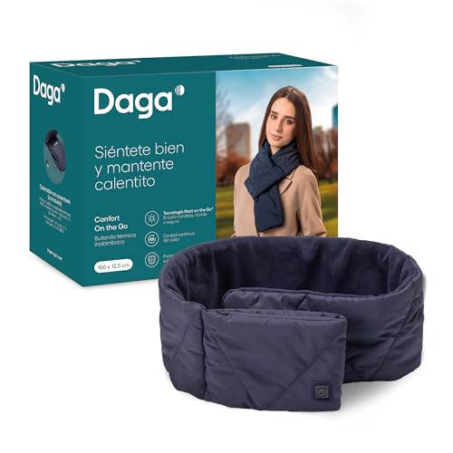 Daga Bufanda Calefactable sin Cables – Calor Envolvente para Cuello y cervicales, 7 Horas, 3 Niveles, Lavable, Azul