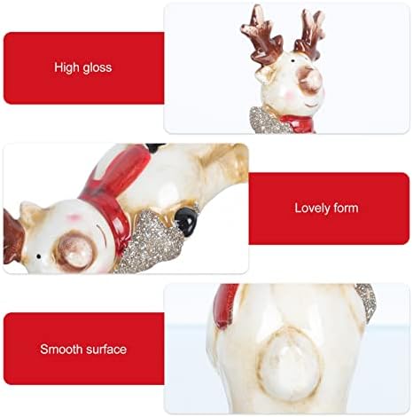 Amosfun Standing Christmas Deer Figurines Reindeer Ceramic Animal Sculpture for Home Decor Car Dashboard