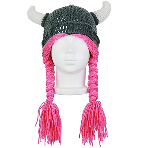 YEKEYI Kids Winter Earflap Hood Viking Knit Hat - Funny Beanie Cap for Boys and Girls2