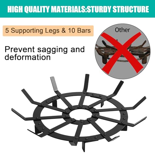Migoda 27 Inch Round Fire Pit Grate with 5 Support Legs for Firepit, Heavy Duty Firewood Log Burning Rack Holder for Outdoor Campfire and Fireplace Hearth Wood Stove