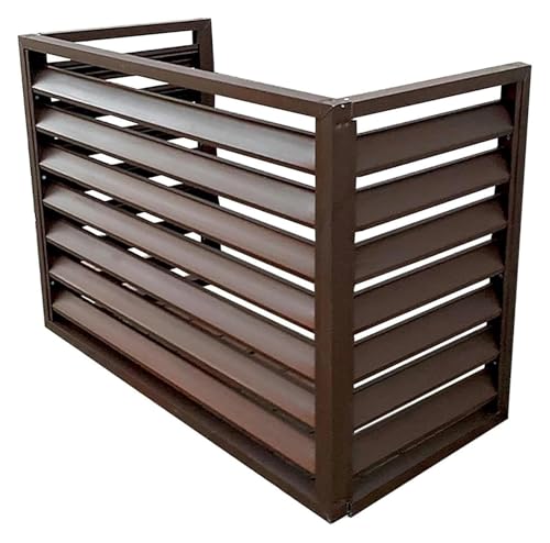 エアコン室外機カバー, ルーバー室外機カバー, 室外機用エアコンカバー - 室外機コンデンサー保護カバー - アルミ合金製エアコンプライバシースクリーン(Brown,1.5p(1cm))