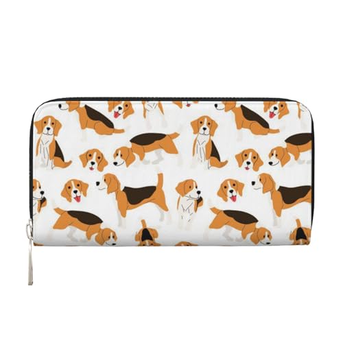 Portefeuille long en cuir avec motif chien beagle noir pour femme et homme passionnés