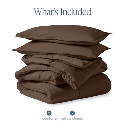 Image of Bare Home Comforter Set - Full Size - Ultra-Soft - Goose Down Alternative - Premium 1800 Series - All Season Warmth (Full, Cocoa)