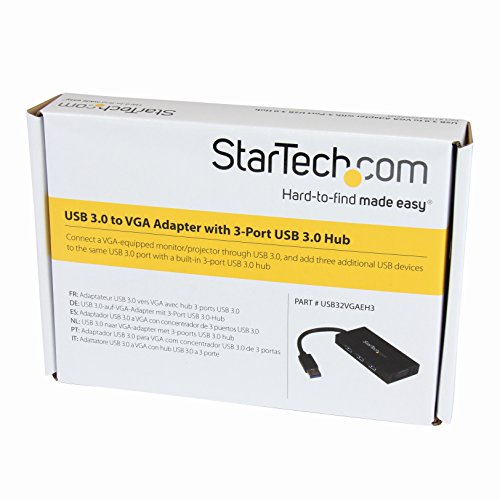 Startech Usb 3.0 To Vga External Monitor Graphics Adapter With 3-Port Usb Hub 3.0 Mini Dock (Usb32Vgaeh3) #TOP6