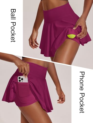 Image of PINSPARK Womens Tennis Skirt Pleated Athletic Skirts with Pockets Shorts High Waisted Golf Skort for Workout Pickleball