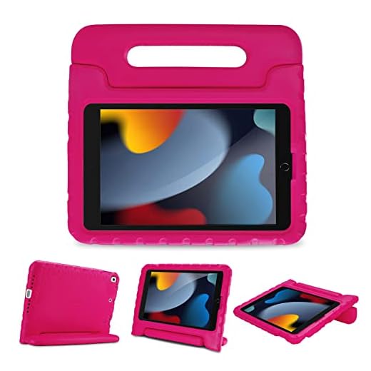 Procase Funda Infantil para 10.2" iPad 9 2021 / iPad 8 2020 / iPad 7 2019 / iPad Air 3ª 10.5" 2019 / iPad Pro 10.5" 2017, Carcasa Ligera Niño Antigolpes con Asa Convertible y Tapa como Soporte-Magenta