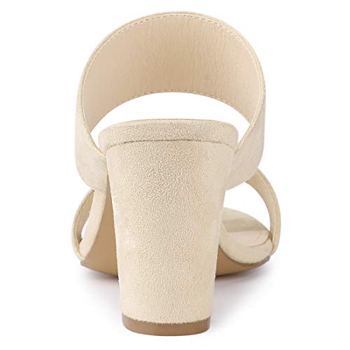 Allegra K Women's Opened Toe Block Heeled Slide Sandals4