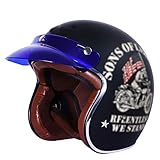 vintage bell helmet parts 【Doublure confortable】Doublée avec un demi-casque de moto doux et confortable, absorption de l'humidité, perméabilité à l'air, doublure d'oreille lavable amovible, ventilation quatre saisons