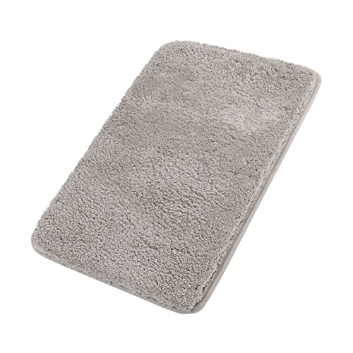 Bathroom Shaggy Bath Mat Fluffy Non-Slip Door Floor Rug Light Gray 16 x 24