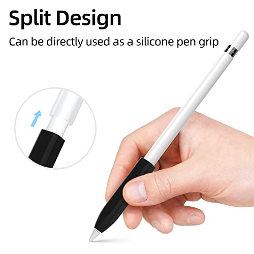 Image of Compatible with Apple Pencil 1st Generation Case, Non-Slip Silicone Case, [with 10 Silicone Nib Sleeves] for Apple Pencil 1st Generation. (Black)