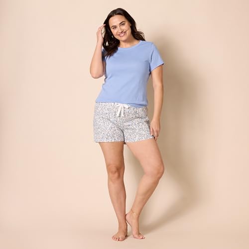 Image of Amazon Essentials Women's Poplin Short and Sleep Tee Pajama Set