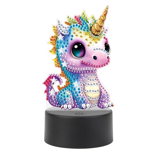 JISHSHAY Diamond Painting Lampe Licorne Diamant Painting Lampe de Chevet Licorne Broderie Diamant Lumière LED Bricolage Veilleuse LED Broderie Lumière Point...